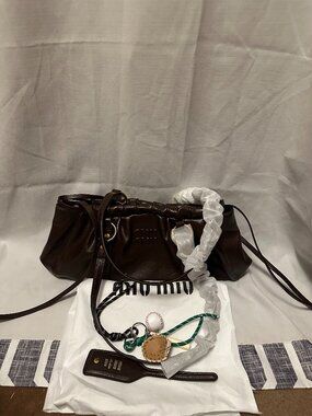 New With Dust Bag Designer INSPIRED y2k Brown Leather Shoulder Bag With Charms
